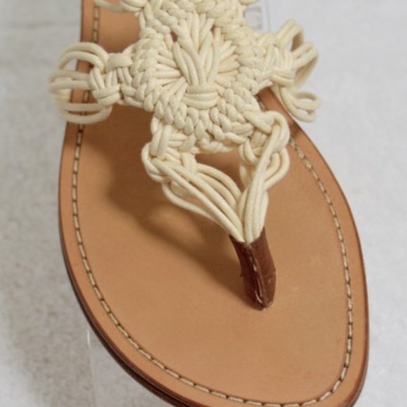 Stuart Weitzman Off White Rope Thong Adjustable Sandals - Picture 6 of 11